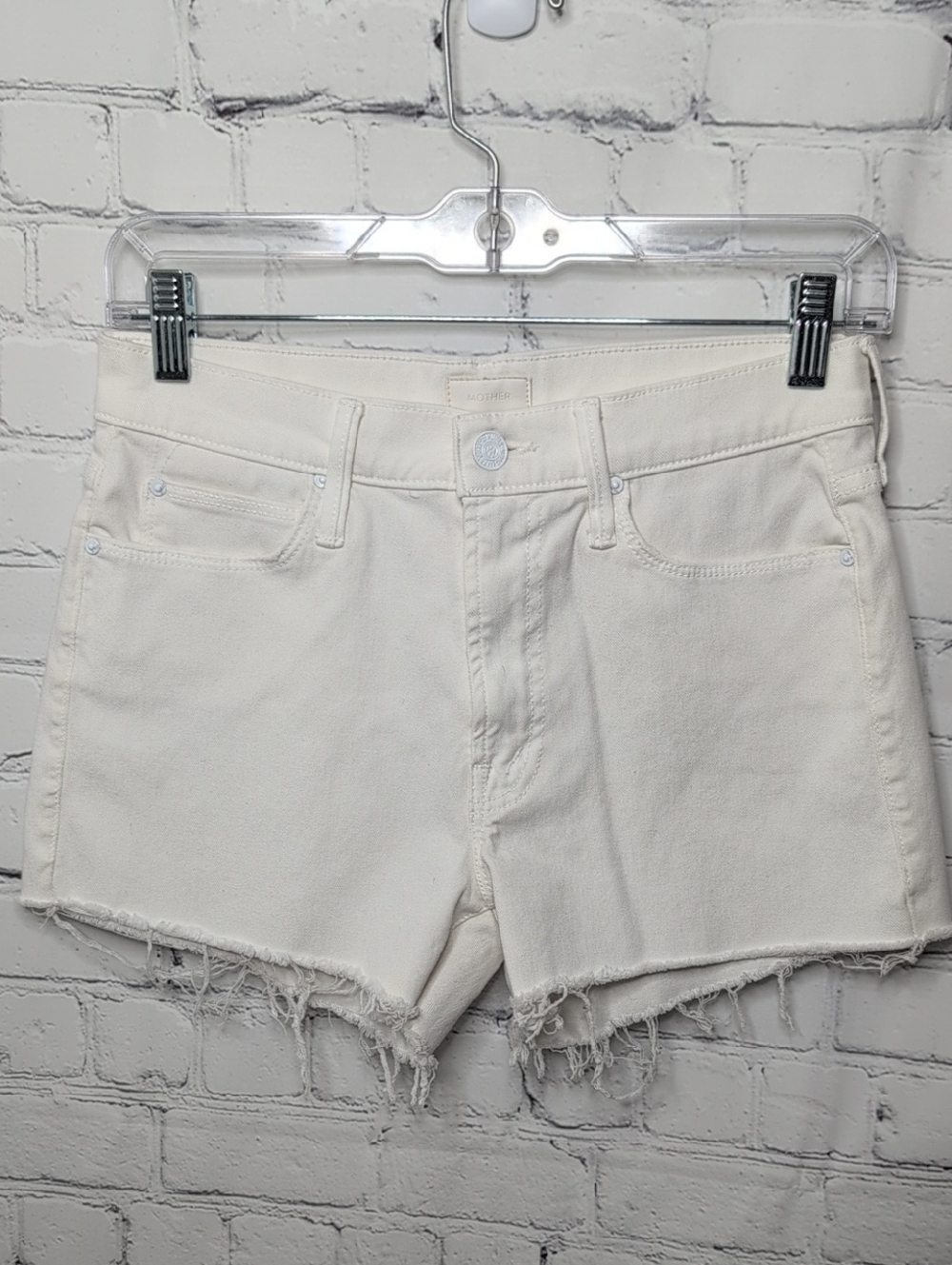 MOTHER The Charmer Fray Shorts In Glass Slipper
